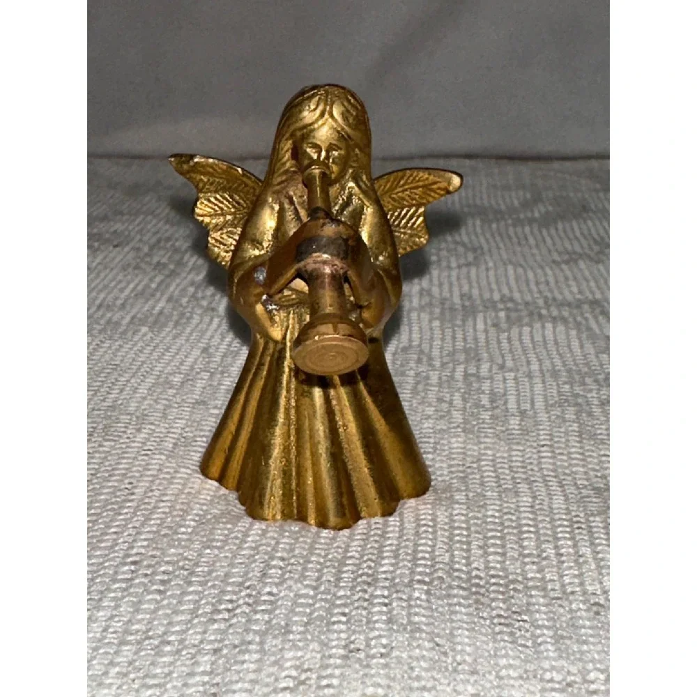 Vintage Brass Angel Trumpet Fireplace Tool Angel‎ Figurine Made in India